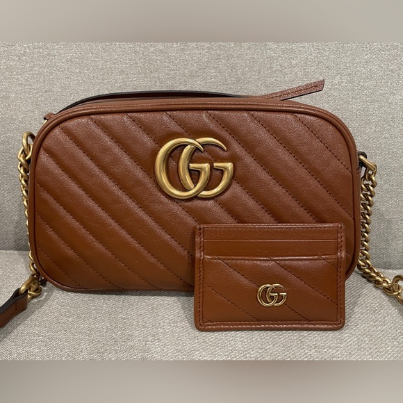 Gucci Marmont Diagonal Small Bag - Brown/Cognac - Picture 15 of 15